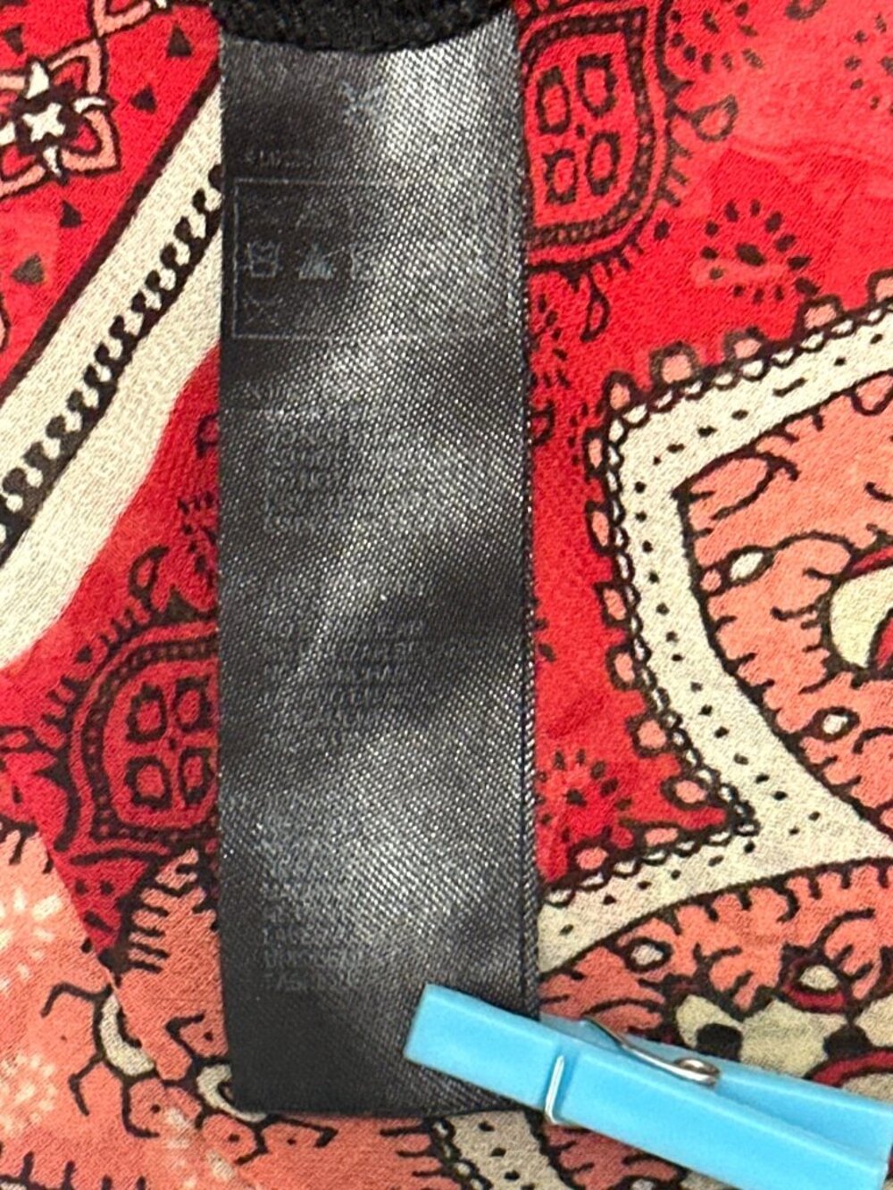 Forever 21 Size S Red Black Paisley Empire Waist Tunic Top Boho Festival Romance - Picture 10 of 13